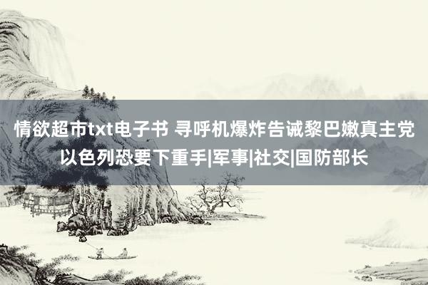 情欲超市txt电子书 寻呼机爆炸告诫黎巴嫩真主党以色列恐要下重手|军事|社交|国防部长